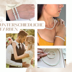 Brautschmuck Set 3-teilig – Glaswachsperlen Weiß oder Ivory Kette, Armband & Ohrringe | ONDEGO®