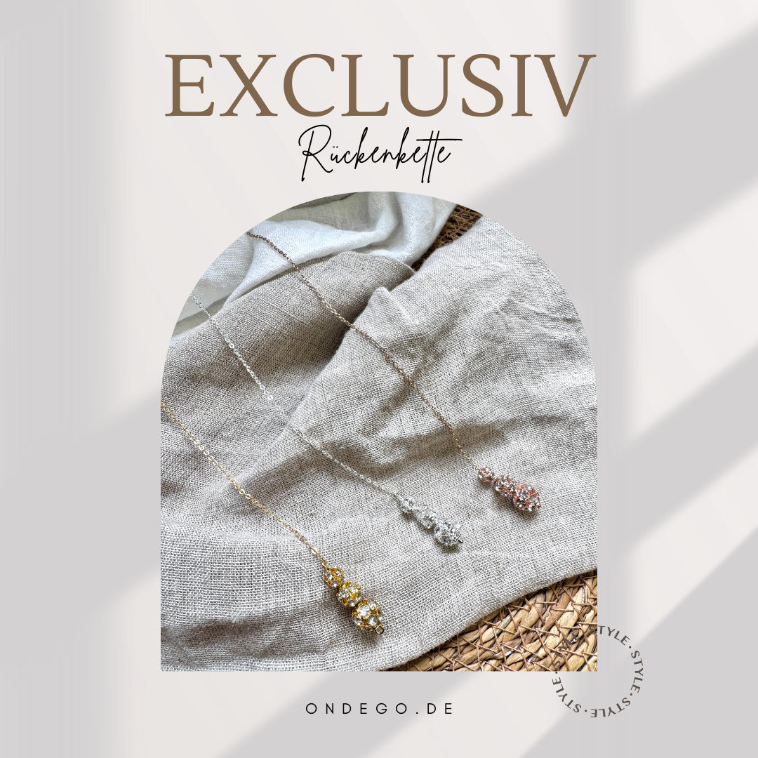 Elegante Rückenkette mit Strassperlen – glamouröser Rückenschmuck für Braut & besondere Anlässe | ONDEGO®