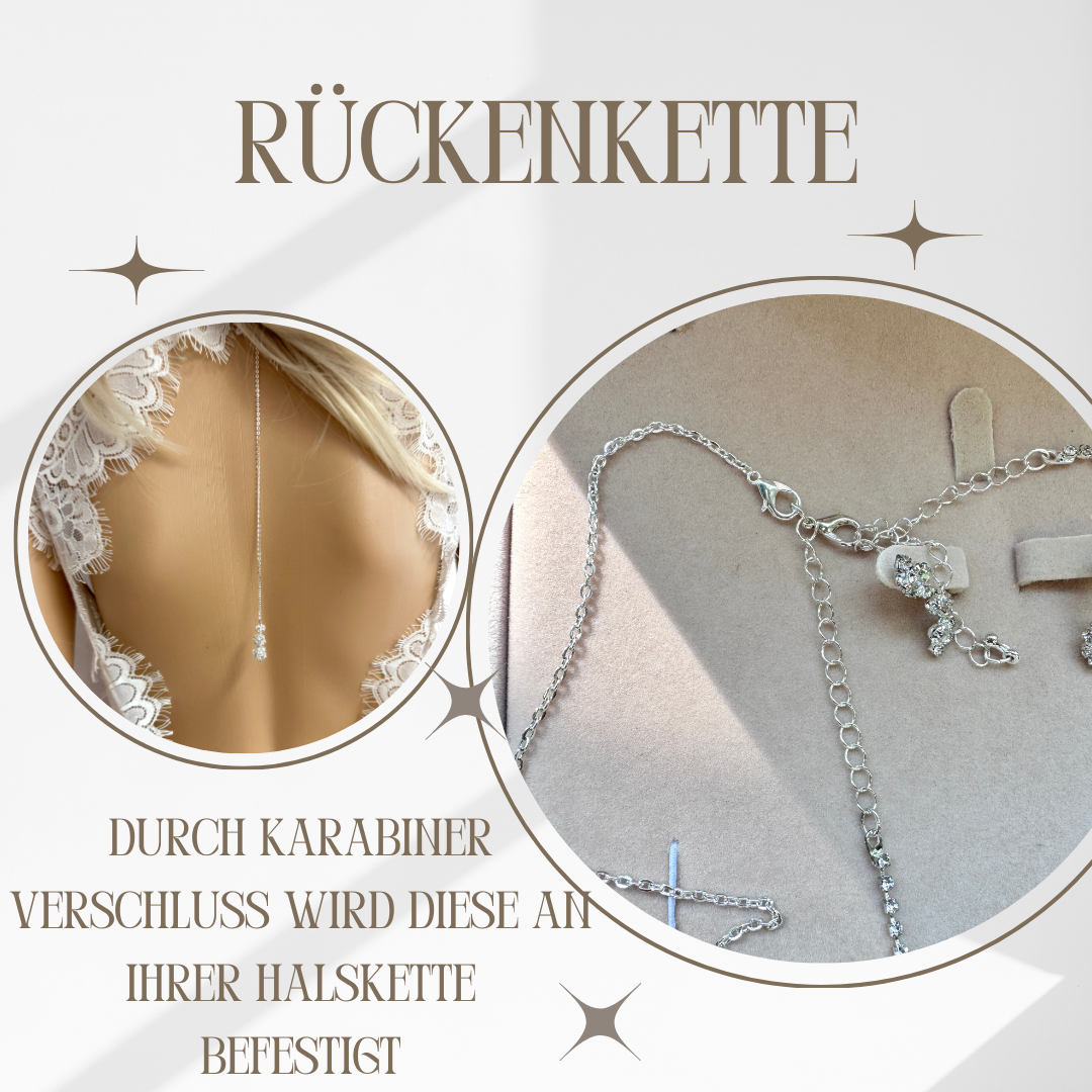 Elegante Rückenkette mit Strassperlen – glamouröser Rückenschmuck für Braut & besondere Anlässe | ONDEGO®