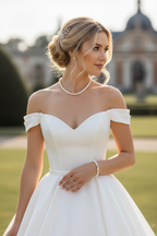 Brautschmuck Set 3-teilig – Glaswachsperlen Weiß oder Ivory Kette, Armband & Ohrringe | ONDEGO®