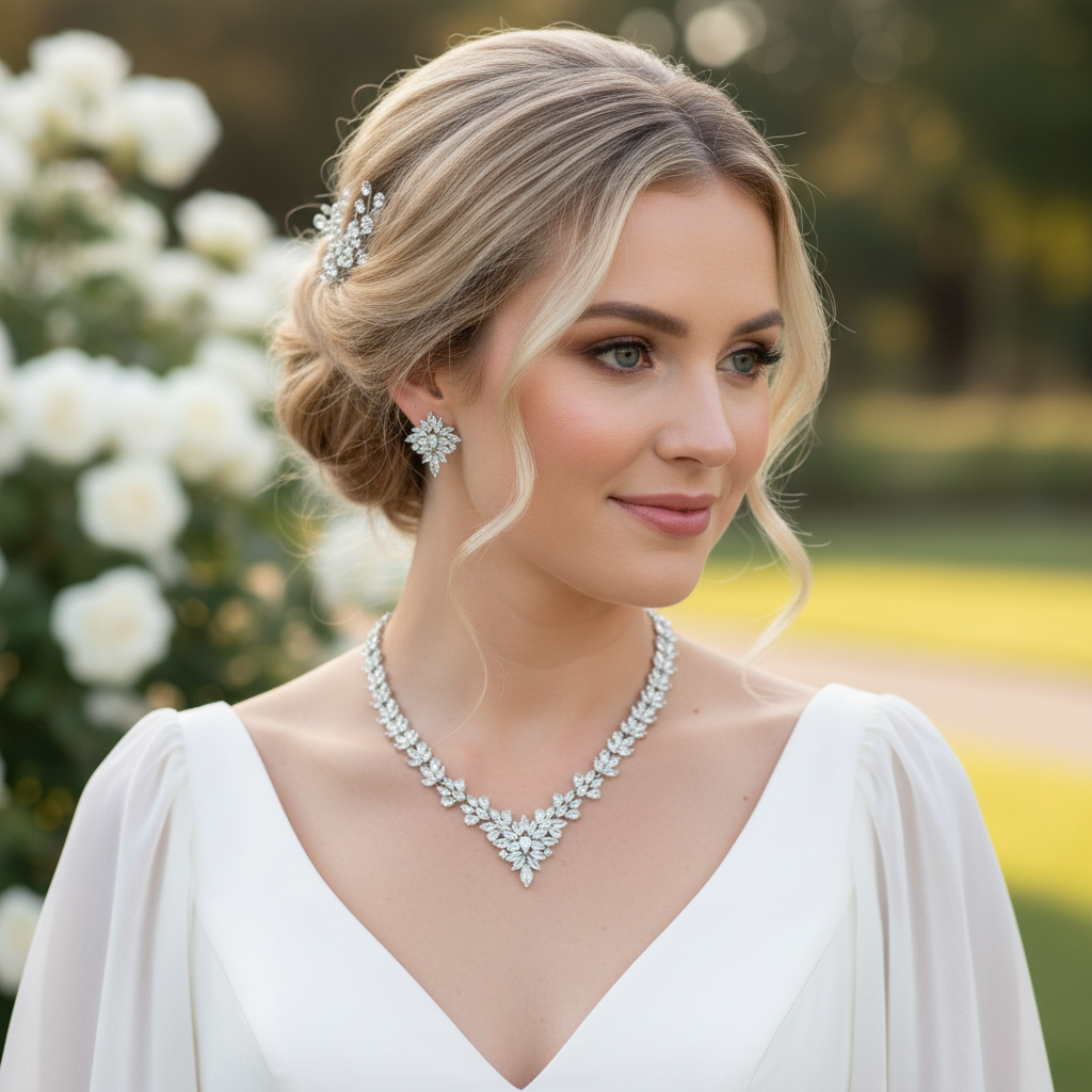 Zirkonia Schmuckset Silber – 4-teilig mit Collier, Ohrringen, Armband & Ring | ONDEGO®