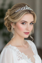 Perlen Strass Diadem Silber – eleganter Haarschmuck mit Ösen für Hochzeit & Braut | ONDEGO®