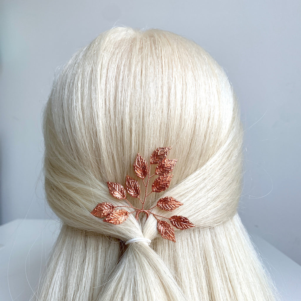 braut-haarnadel-rosegold-blatt-haarschmuck