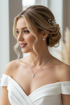 braut-mit-schmuckset-silber-zirkonia-blattdesign