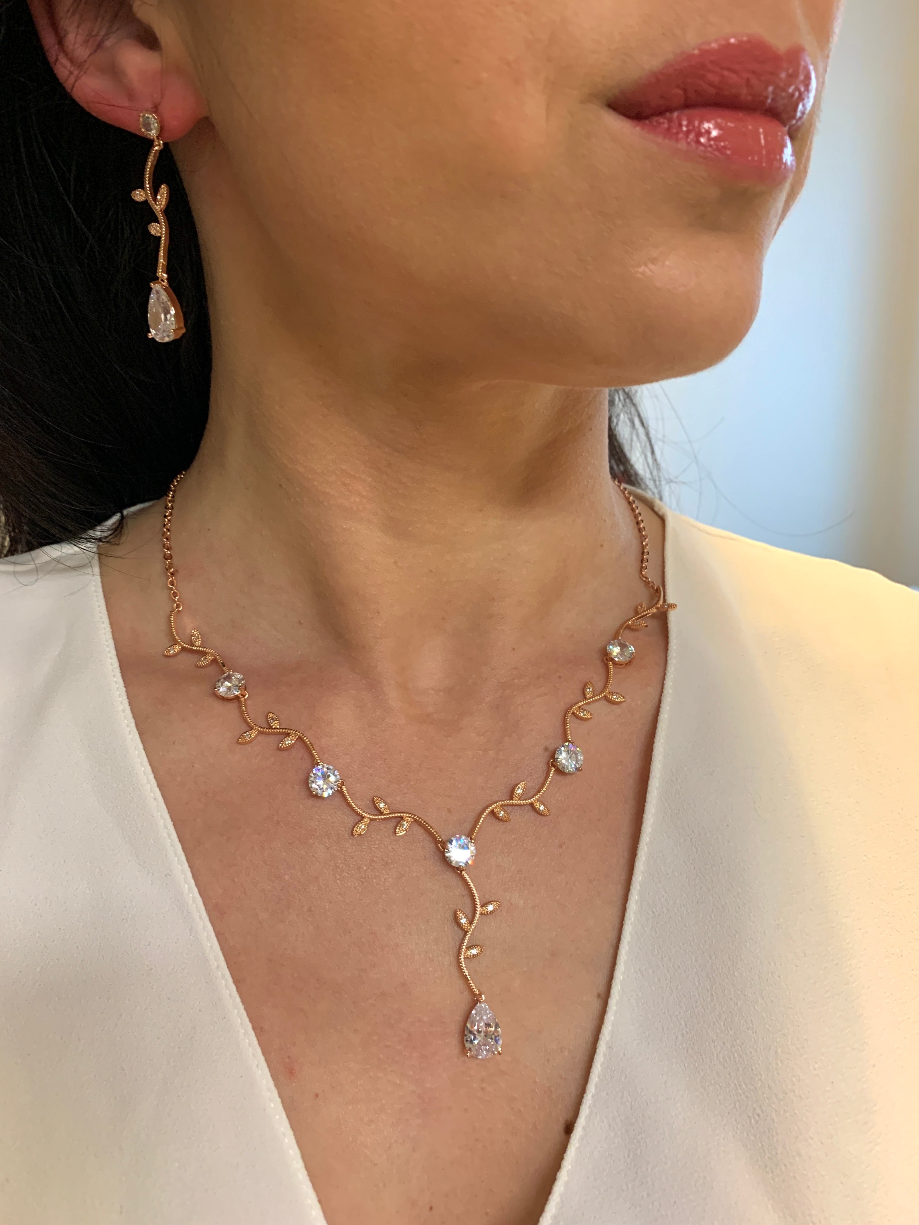 braut-schmuckset-rosegold-zirkonia-anhänger