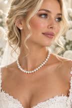 Brautschmuck Set Perlen Weiß – 2-teilig Kette & Ohrringe  | ONDEGO®