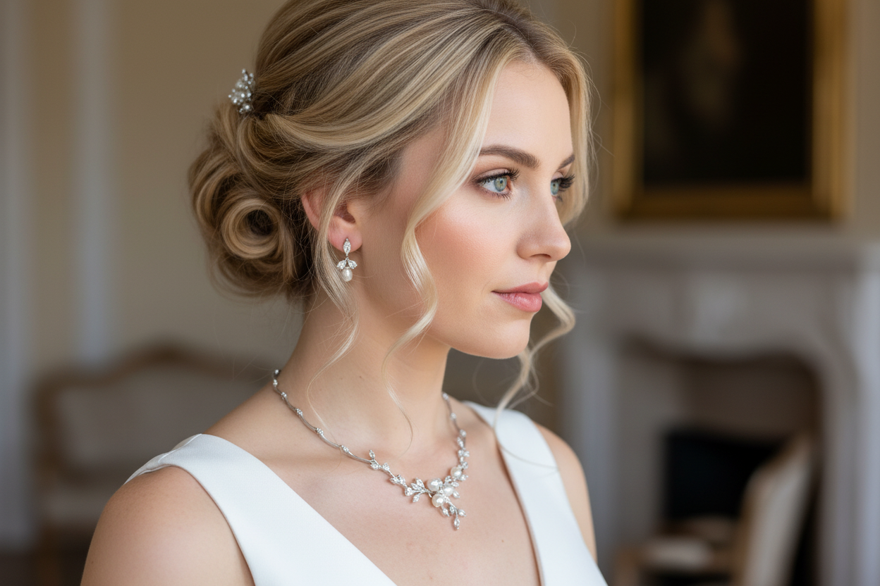 elegantes-braut-schmuckset-silber-collier-und-ohrringe