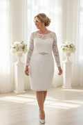 CURVY 3/4 Ivory Brautkleid – Figurbetontes Spitzen-Hochzeitskleid für Standesamt & Strandhochzeit | ONDEGO®