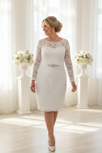 CURVY 3/4 Ivory Brautkleid – Figurbetontes Spitzen-Hochzeitskleid für Standesamt & Strandhochzeit | ONDEGO®