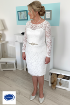 CURVY 3/4 Ivory Brautkleid – Figurbetontes Spitzen-Hochzeitskleid für Standesamt & Strandhochzeit | ONDEGO®