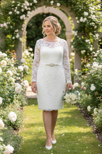 CURVY 3/4 Ivory Brautkleid – Figurbetontes Spitzen-Hochzeitskleid für Standesamt & Strandhochzeit | ONDEGO®