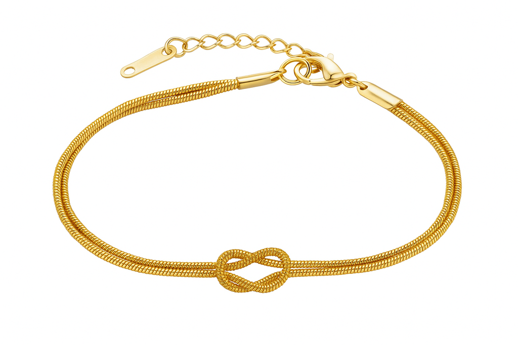 Freundschaftsarmband „Knoten“ – Edelstahl, wasserfest, Geschenkbox, Gold/Silber | ONDEGO®