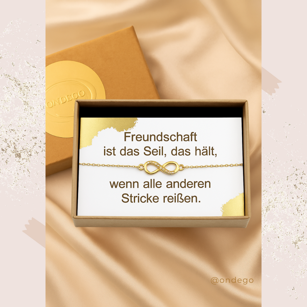 Freundschaftsarmband „Beste Freundin“ – Unendlichkeit, verstellbar, Geschenkbox | ONDEGO®