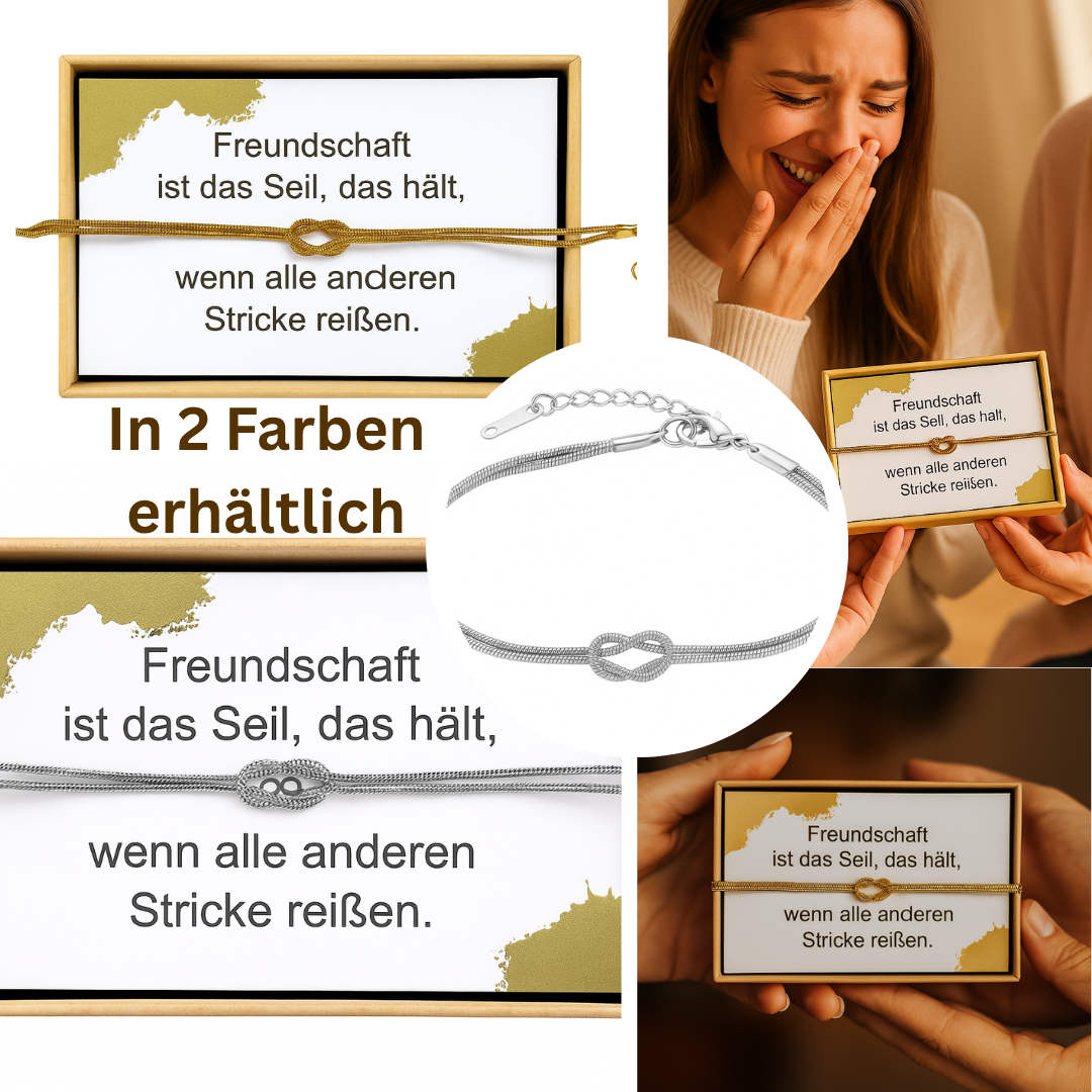 Freundschaftsarmband „Knoten“ – Edelstahl, wasserfest, Geschenkbox, Gold/Silber | ONDEGO®