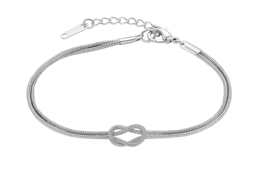 Freundschaftsarmband „Knoten“ – Edelstahl, wasserfest, Geschenkbox, Gold/Silber | ONDEGO®