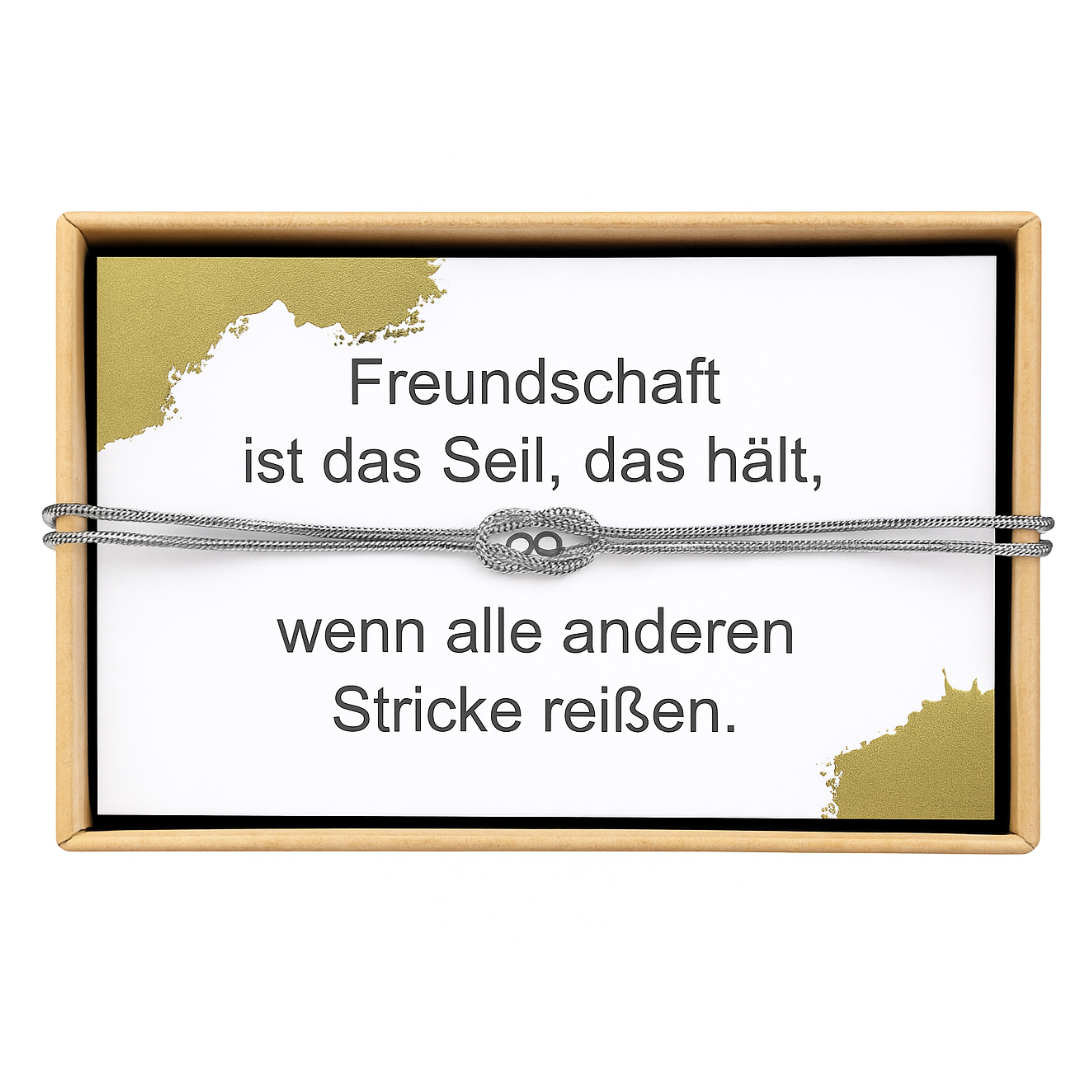 Freundschaftsarmband „Knoten“ – Edelstahl, wasserfest, Geschenkbox, Gold/Silber | ONDEGO®