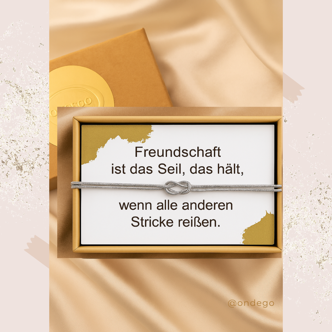 Freundschaftsarmband „Knoten“ – Edelstahl, wasserfest, Geschenkbox, Gold/Silber | ONDEGO®
