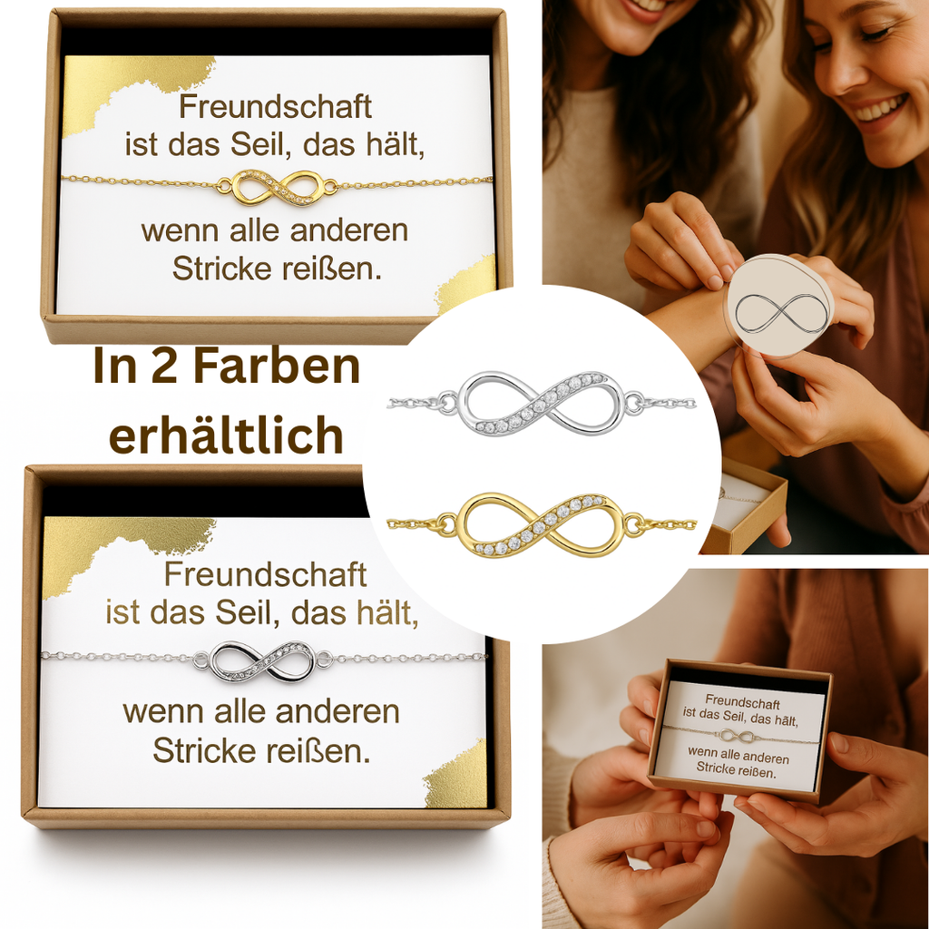 Freundschaftsarmband „Beste Freundin“ – Unendlichkeit, verstellbar, Geschenkbox | ONDEGO®