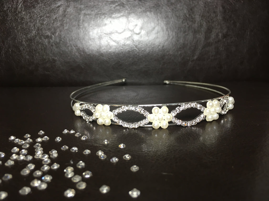 Perlen Strass Haarreif Silber – eleganter & dezenter Braut Haarschmuck für Hochzeit | ONDEGO®