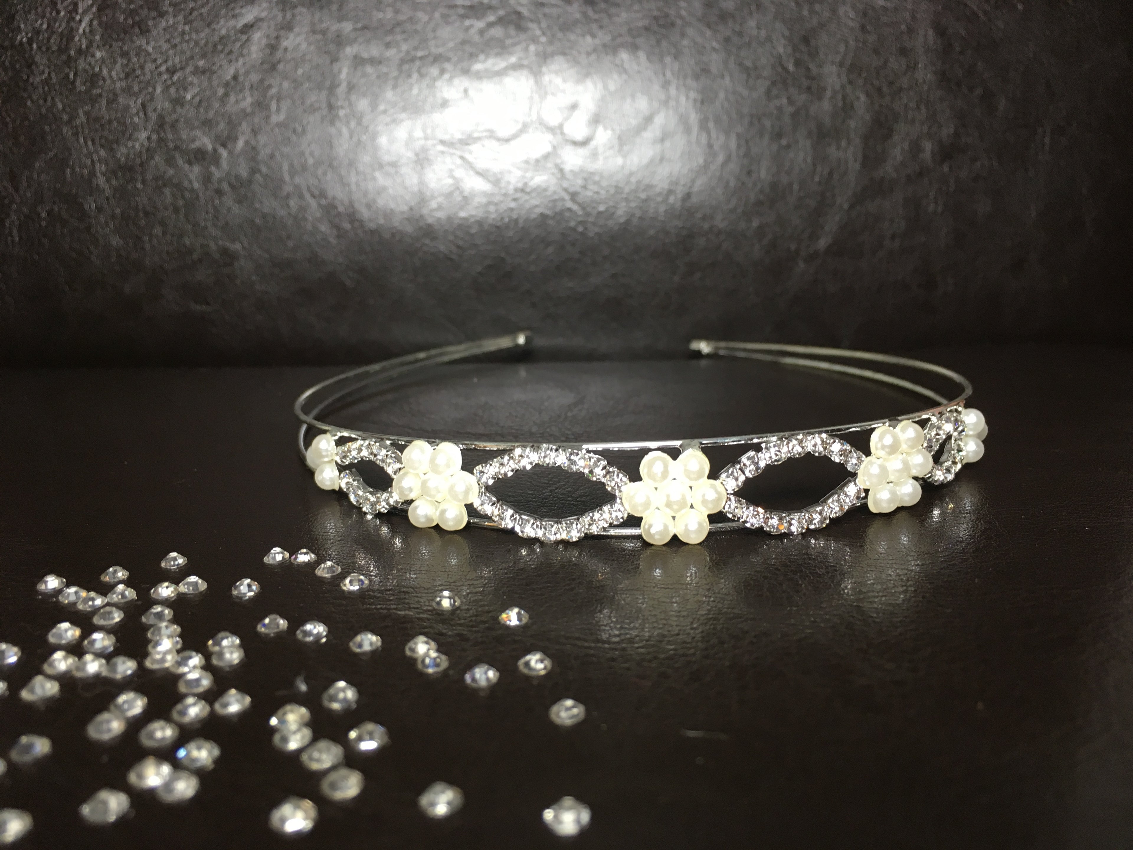 Perlen Strass Haarreif Silber – eleganter & dezenter Braut Haarschmuck für Hochzeit | ONDEGO®