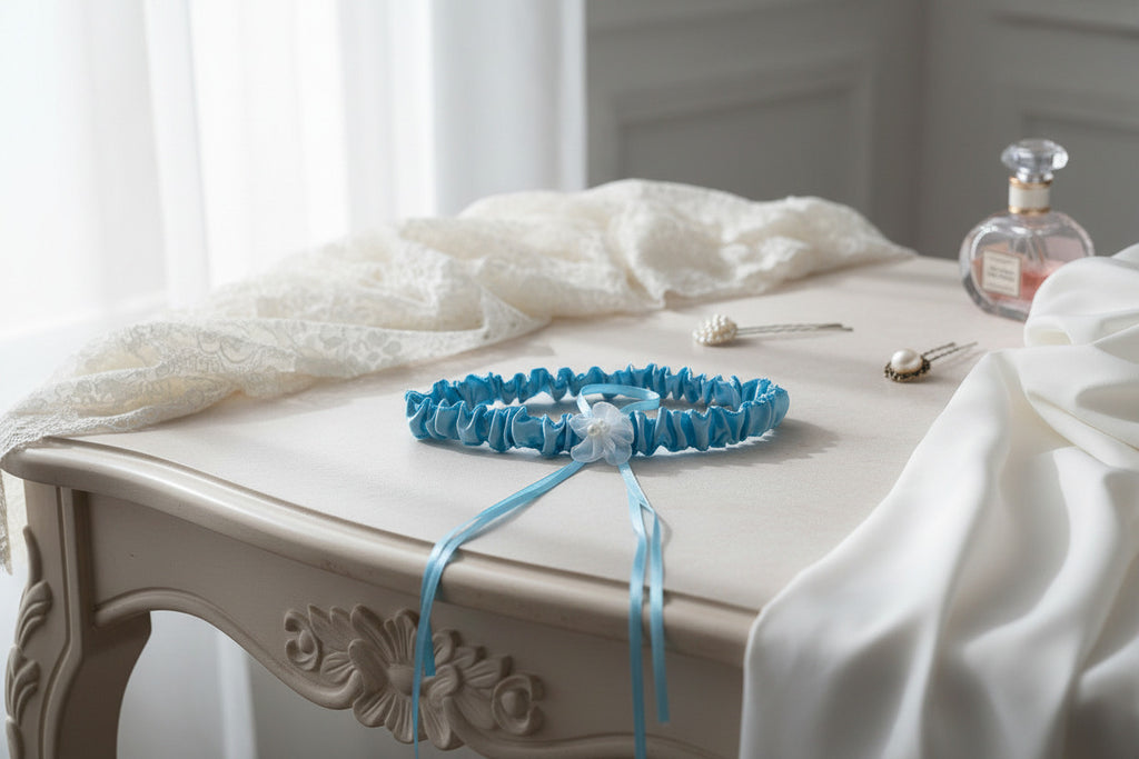 hochzeits-strumpfband-blau-satinband-perle-freigestellt