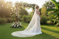Zarte Glasschliffperlen 3 Meter Kathedrale Brautschleier – Ivory Elfenbein | ONDEGO®