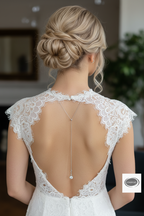 Rückenkette Schmuckset Silber – 2in1 Halskette mit Rückenkettchen, Zirkonia, Ohrringe & Armband | Brautschmuck Hochzeit | ONDEGO®