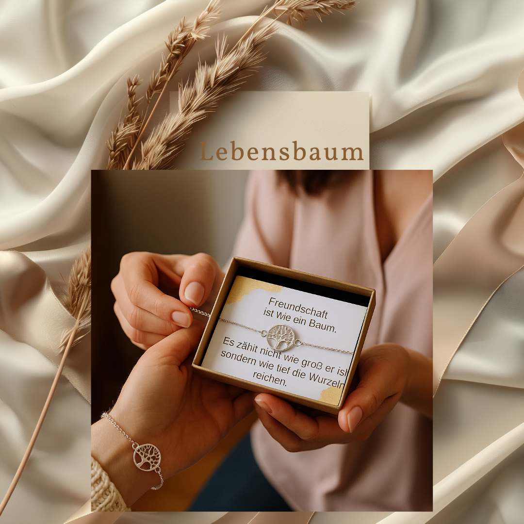 Freundschaftsarmband „Lebensbaum“ – verstellbar, Geschenkbox, Gold/Silber | ONDEGO®