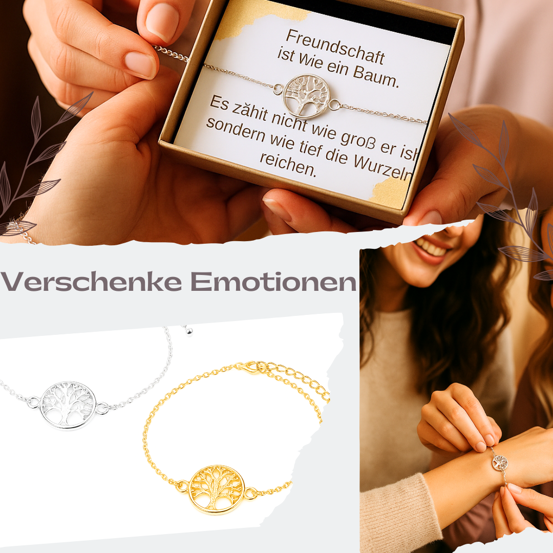 Freundschaftsarmband „Lebensbaum“ – verstellbar, Geschenkbox, Gold/Silber | ONDEGO®
