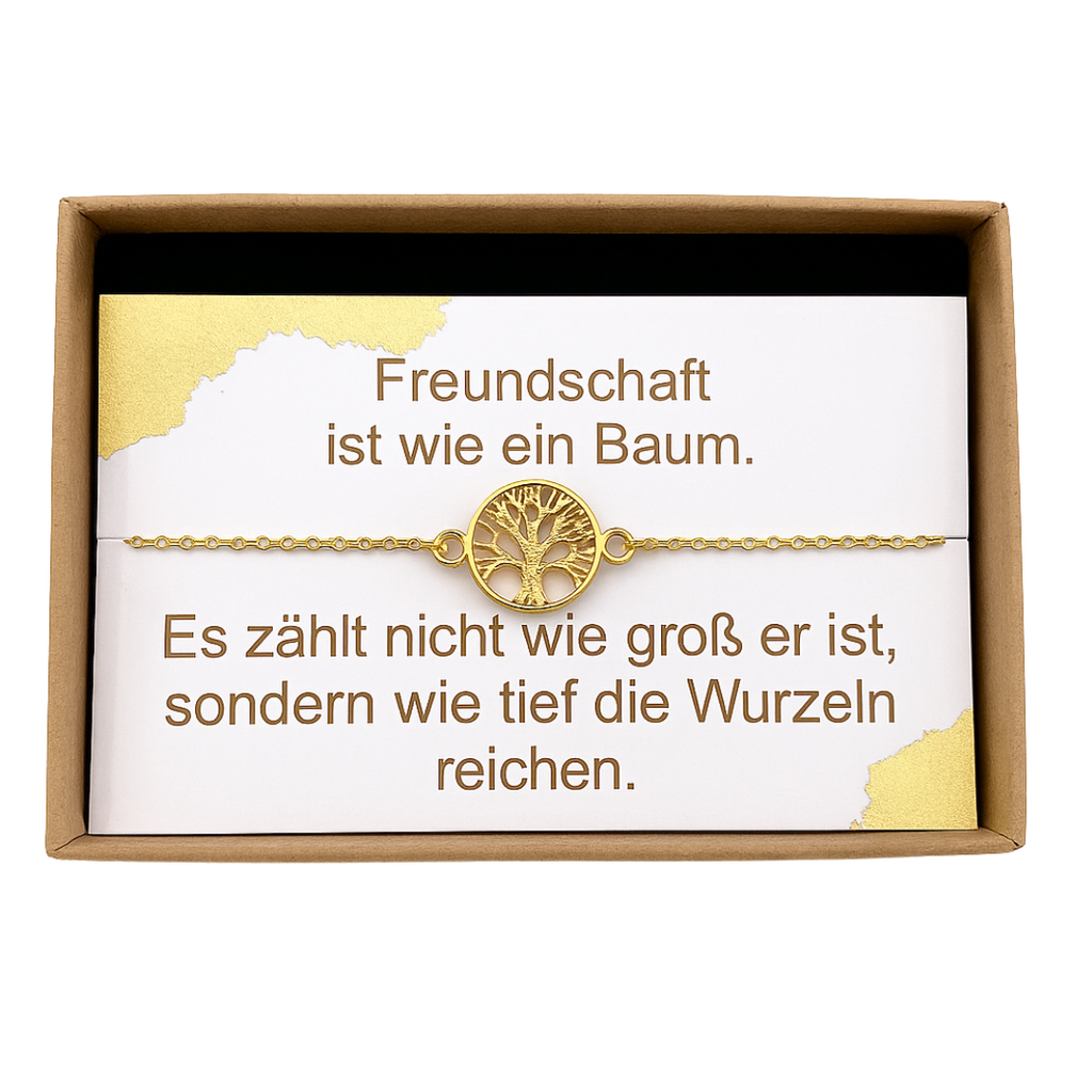 Freundschaftsarmband „Lebensbaum“ – verstellbar, Geschenkbox, Gold/Silber | ONDEGO®