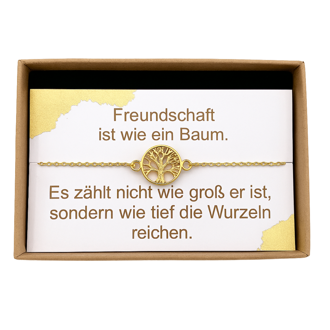 Freundschaftsarmband „Lebensbaum“ – verstellbar, Geschenkbox, Gold/Silber | ONDEGO®