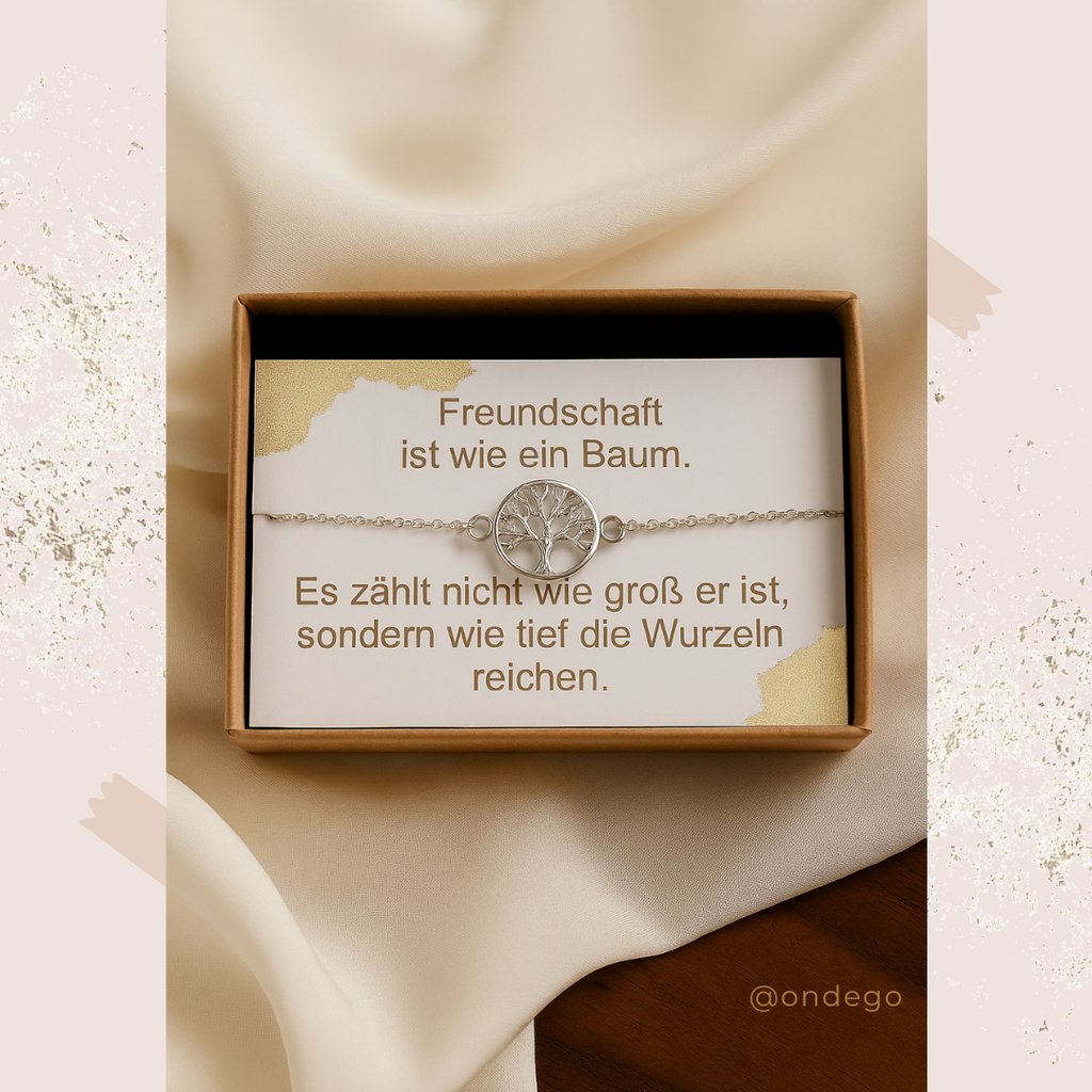 Freundschaftsarmband „Lebensbaum“ – verstellbar, Geschenkbox, Gold/Silber | ONDEGO®