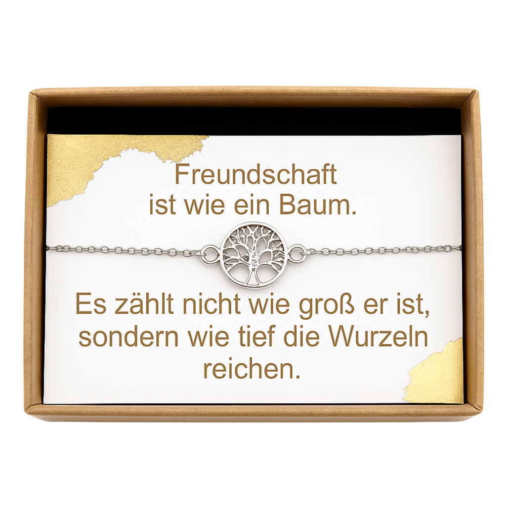 Freundschaftsarmband „Lebensbaum“ – verstellbar, Geschenkbox, Gold/Silber | ONDEGO®