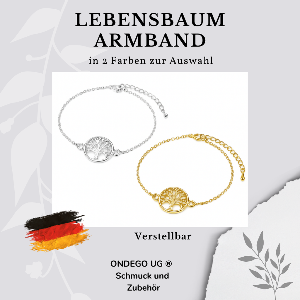 Freundschaftsarmband „Lebensbaum“ – verstellbar, Geschenkbox, Gold/Silber | ONDEGO®
