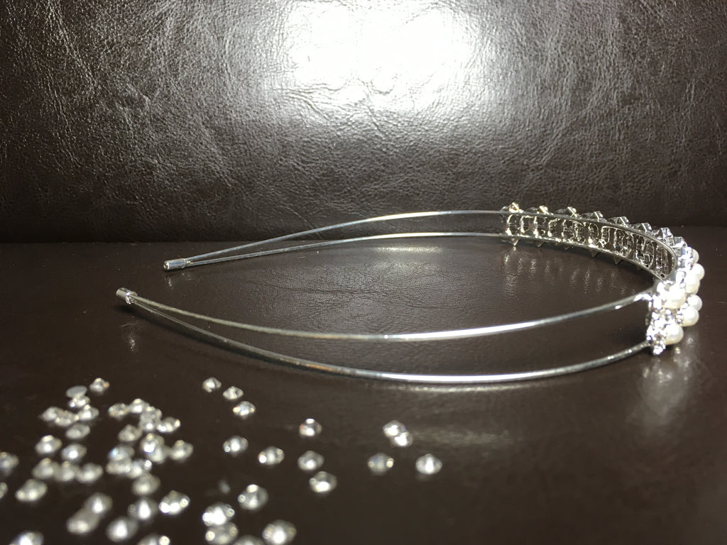 Perlen Strass Haarreif Silber – eleganter & dezent breiter Braut Haarschmuck für Hochzeit | ONDEGO®