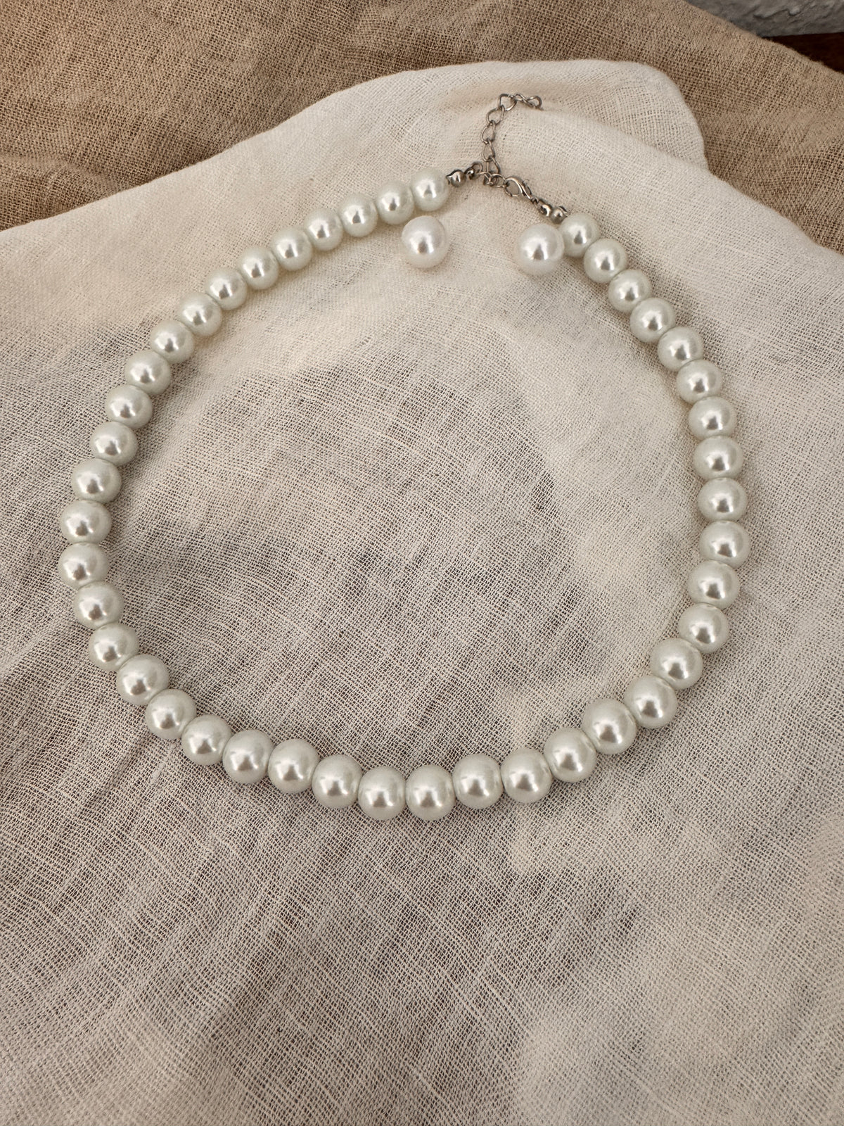 Brautschmuck Set Perlen Weiß – 2-teilig Kette & Ohrringe  | ONDEGO®