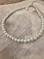 Brautschmuck Set Perlen Weiß – 2-teilig Kette & Ohrringe  | ONDEGO®