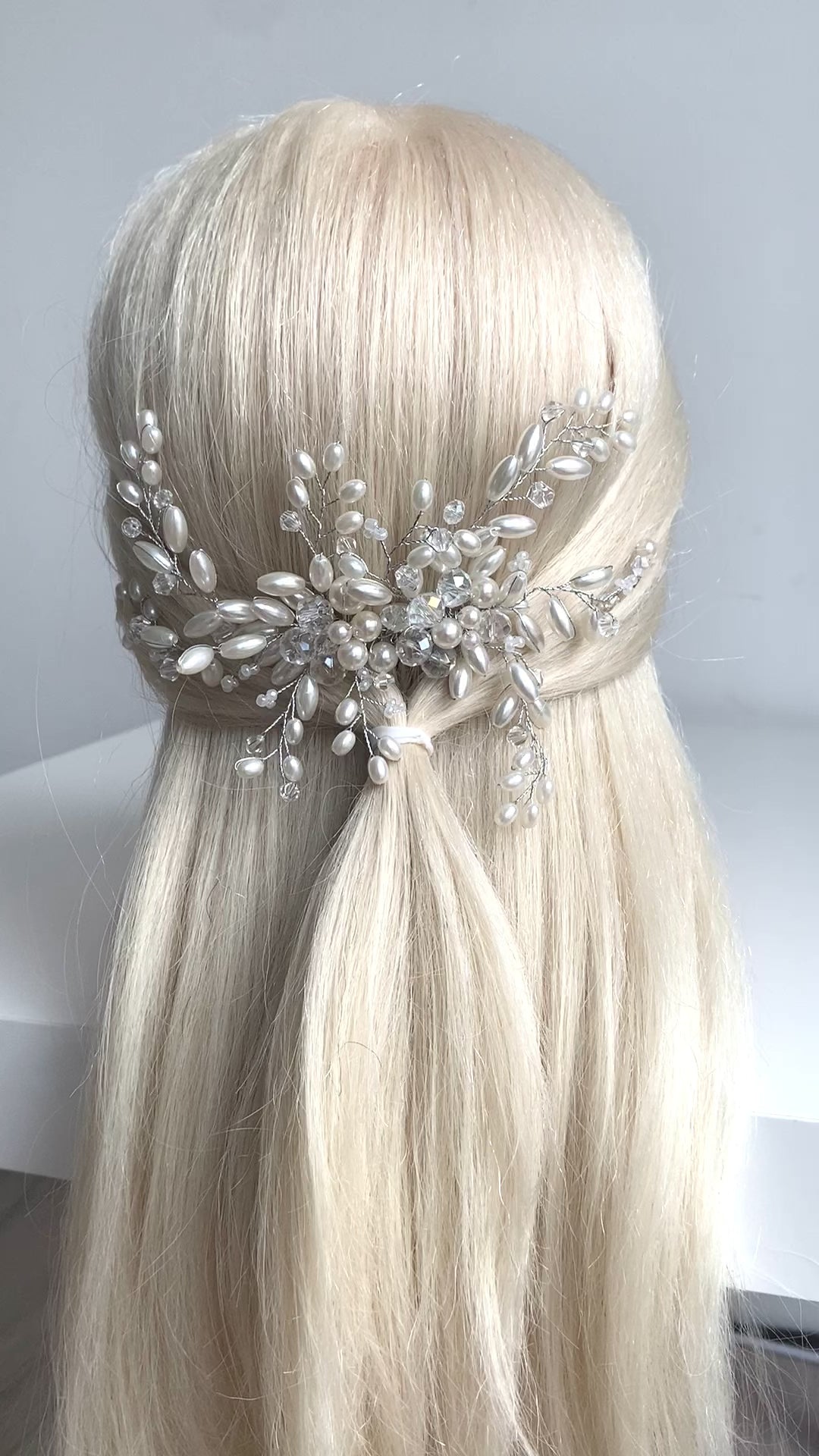 Haarkamm Ivory – Perlen & Kristall Haarschmuck in Silber | ONDEGO®