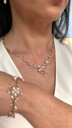 Zirkonia Schmuckset Rosegold – 3-teilig | Collier, Ohrringe & Armband | ONDEGO®