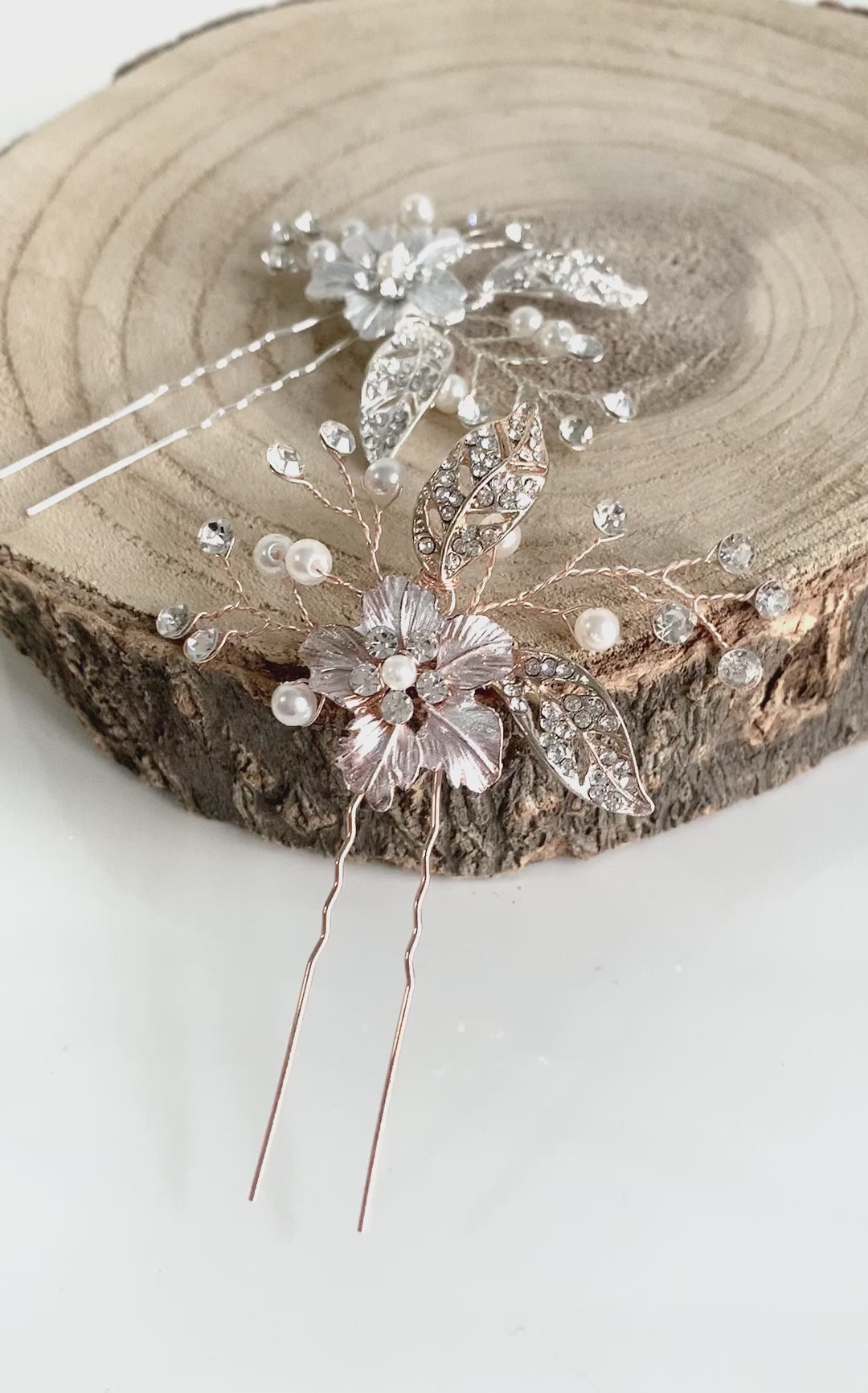 Elegante Haarnadel Silber mit Strass & Blüte – Braut Haarschmuck für Hochzeit, Steckfrisuren & besondere Anlässe | ONDEGO®