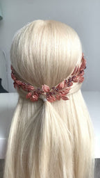 Vintage Haardraht Blätter Roségold – Brautschmuck mit Kristallen | ONDEGO®