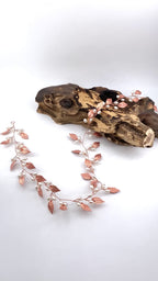 XXL Haardraht Rosegold mit Perlen & Blättern – Brautschmuck Hochzeit | ONDEGO®