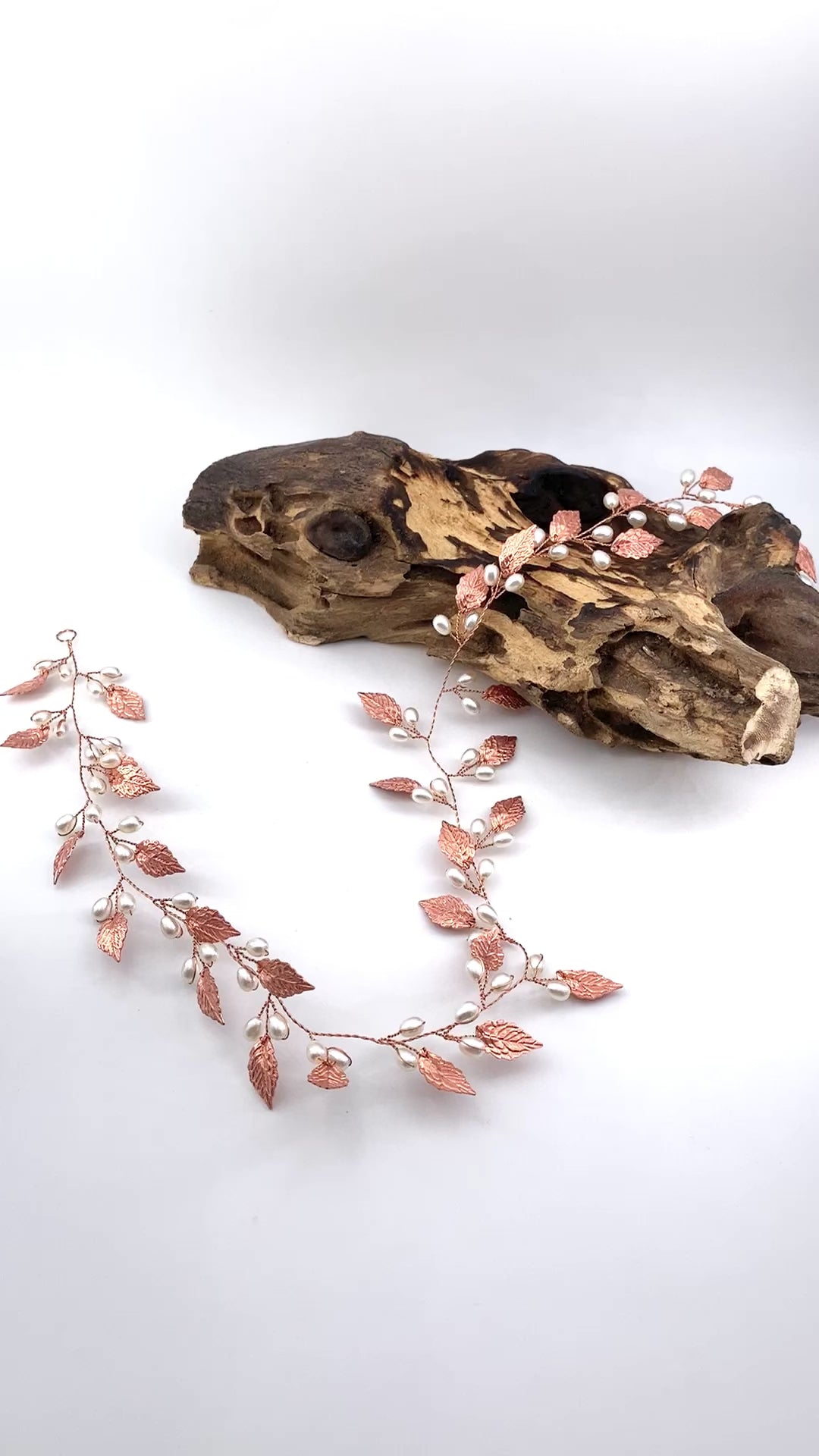 XXL Haardraht Rosegold mit Perlen & Blättern – Brautschmuck Hochzeit | ONDEGO®