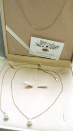 Gold Edelstahl Schmuckset mit Perle – Halskette & abnehmbare Rückenkette | ONDEGO®