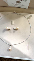 925 Silber Süßwasserperlen Schmuckset – Kette & Ohrstecker in Pfirsich | ONDEGO®