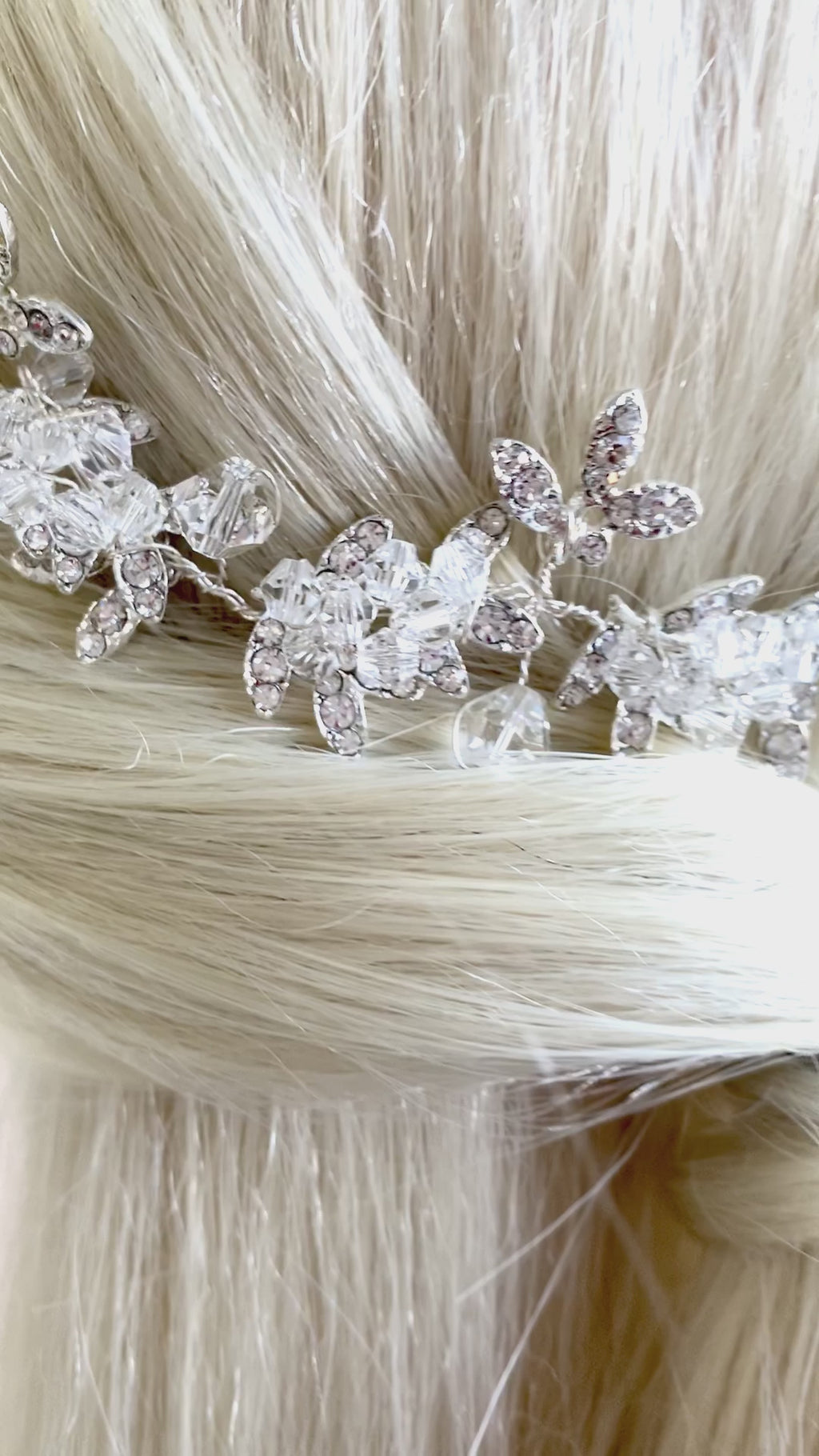 Strass Diadem Haardraht SILBER – Brautschmuck Haarranke für Hochzeit, Brautfrisur & festliche Anlässe | ONDEGO®