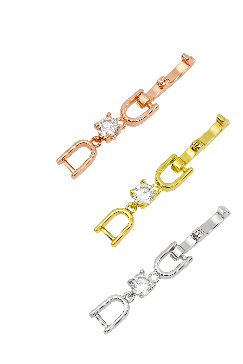 Zirkonia Verlängerung 2,7 cm – Klappverschluss Zwischenstück für Kette & Armband, Silber/Gold/Roségold | ONDEGO®