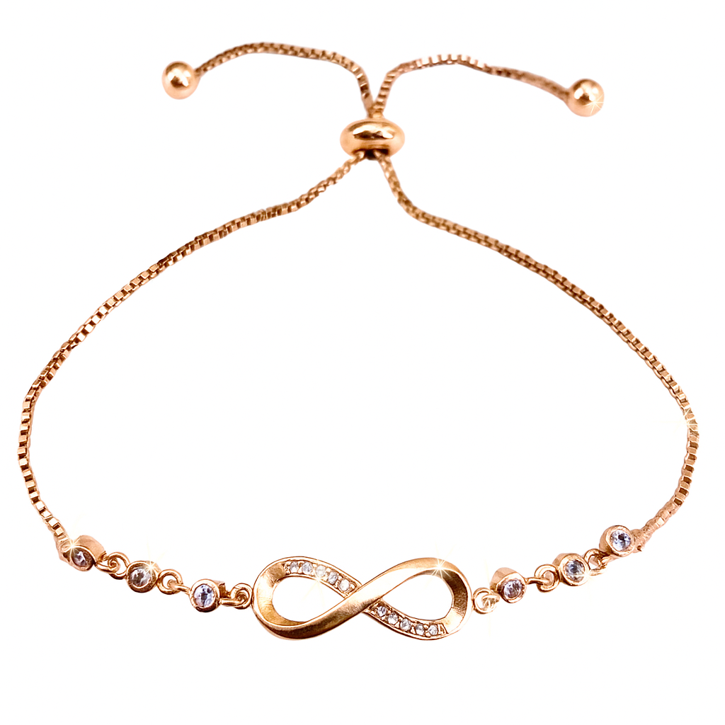 Infinity Armband – verstellbar (Zugverschluss), Strass, Silber/Gold/Roségold, Geschenkbox | ONDEGO®