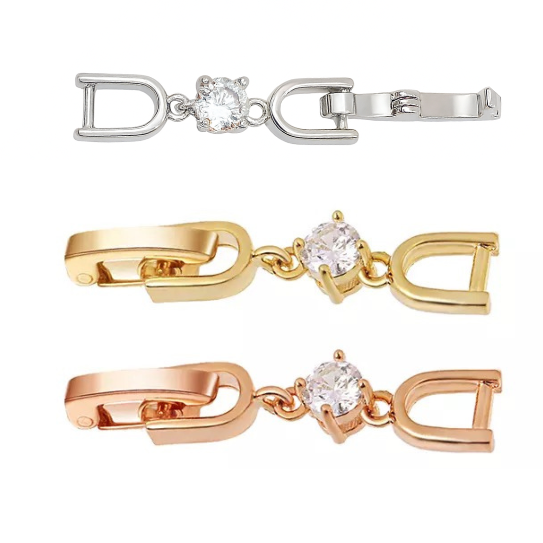 Zirkonia Verlängerung 2,7 cm – Klappverschluss Zwischenstück für Kette & Armband, Silber/Gold/Roségold | ONDEGO®