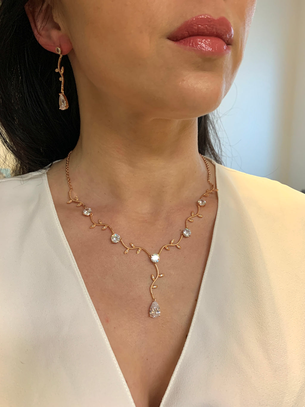 schmuckset-hochzeit-rosegold-halskette-ohrringe